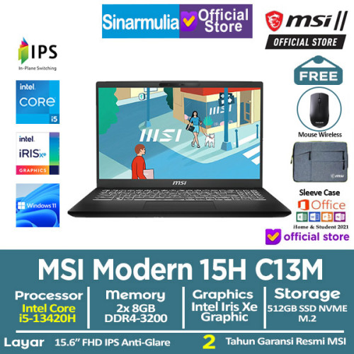 MSI Modern 15H C13M i5-13420H 512GB SSD 16GB IPS Win11+OHS1