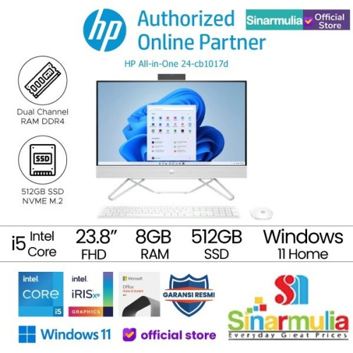 PC AIO HP 24-CB1017D i5-1235U 512GB SSD 8GB 23.8" Touch Win11+OHS