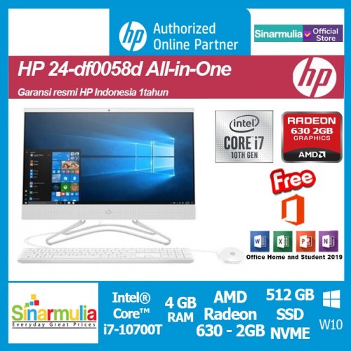 PC All in One HP 24-df0058d i7-10700T 512 GB SSD 4GB Radeon 630 2GB