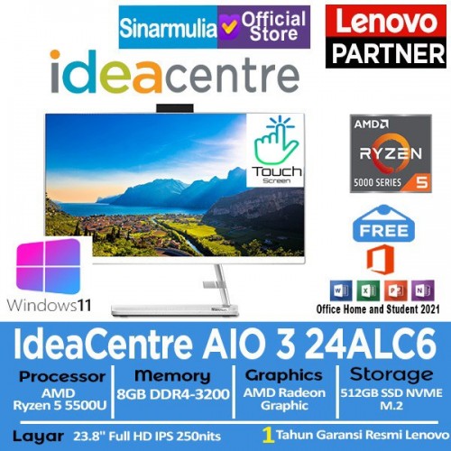 PC All in One Lenovo IdeaCentre AIO 3 Ryzen 5 5500U 512GB SSD 8GB Windows11 + OHS Touchscreen1