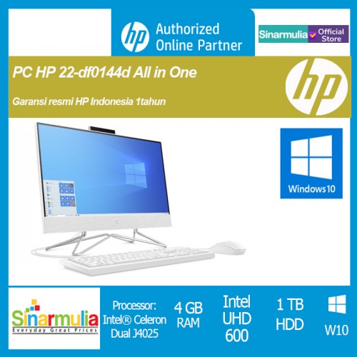 PC HP AIO CELERON J4025 4GB 1TB 21.5" Win10 Murah (HP 22-DF0144D)