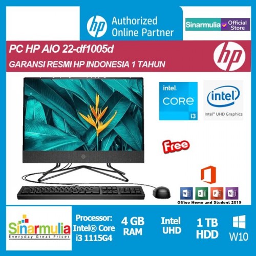 PC HP All-in-One 22-df1005d i3 1115G4 4GB 1TB HDD 21.5 FHD W10+OHS1