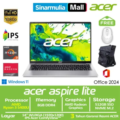 ACER Aspire Lite 14 AL14-45P Ryzen 3 5400U 512GB SSD 8GB WUXGA IPS Win11+OHS