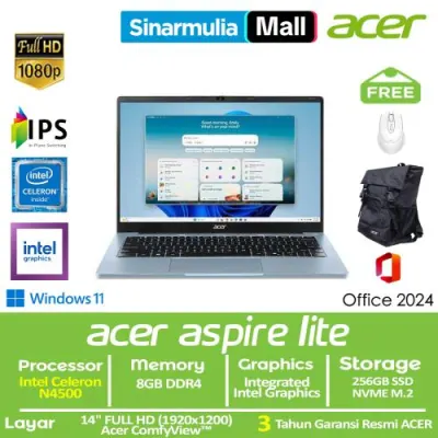ACER Aspire Lite AL14-36P Celeron N4500 256GB SSD 8GB FHD IPS Win11+OHS