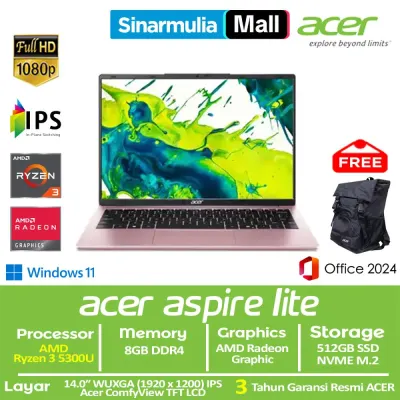 ACER Aspire Lite AL14-42P Ryzen 3 5300U 512GB SSD 8GB WUXGA IPS Win11+OHS