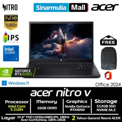 ACER Nitro V15 ANV15-52 Core 5 210H RTX4050 512GB SSD 16GB IPS 180Hz Win11+OHS