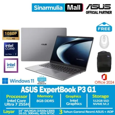 ASUS ExpertBook P3 G1 P3406CCAP Ultra 7 255H 512GB SSD 8GB FHD WUXGA Win11+OHS