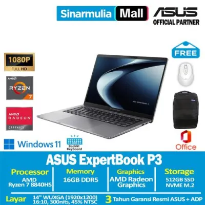 ASUS ExpertBook P3 PM3406CHAP Ryzen 7 8840HS 512GB SSD 16GB FHD WUXGA Win11+OHS