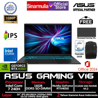 ASUS Gaming V16 V3607VU Core 7 240H RTX4050 512GB SSD 16GB WUXGA 144Hz Win11+OHS