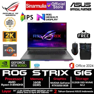 ASUS ROG Strix G16 G614PH Ryzen 9 8940HX RTX5050 512GB SSD 16GB 2.5K WQXGA 100%sRGB 240Hz 3ms Win11+OHS