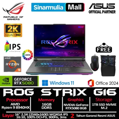 ASUS ROG Strix G16 G614PW Ryzen 9 8940HX RTX5080 1TB SSD 16GB WQXGA 100%sRGB 300Hz 3ms Win11+OHS