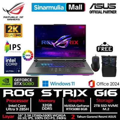 ASUS ROG Strix G16 G615LW Ultra 9 275HX RTX5080 2TB SSD 32GB 2.5K WQXGA 100%sRGB 240Hz 3ms Win11+OHS