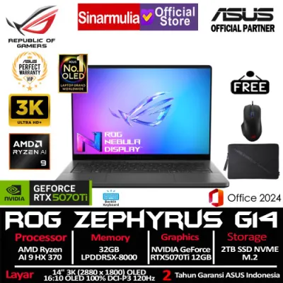 ASUS ROG Zephyrus G14 GA403WR Ryzen AI 9 HX370 RTX5070 Ti 2TB SSD 32GB 3K OLED 100%sRGB 120Hz Win11+OHS