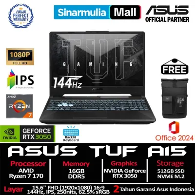ASUS TUF Gaming A15 FA506NCQ Ryzen 7 170 RTX3050 512GB SSD 16GB 144Hz Win11+OHS