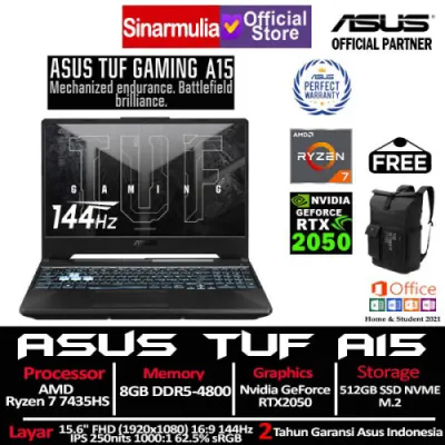ASUS TUF Gaming A15 FA506NFR Ryzen 7 7435HS RTX2050 512GB SSD 8GB IPS 144Hz Win11+OHS