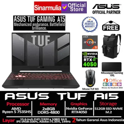ASUS TUF Gaming A15 FA507NU Ryzen 5 7535HS RTX4050 512GB SSD 16GB W11