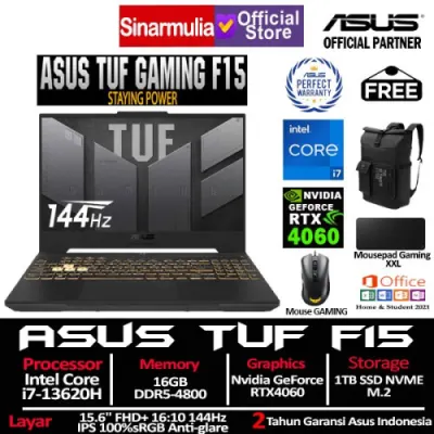 ASUS TUF Gaming F15 FX507VV i7-13620H RTX4060 1TB SSD 16GB 144Hz 100%sRGB Win11+OHS