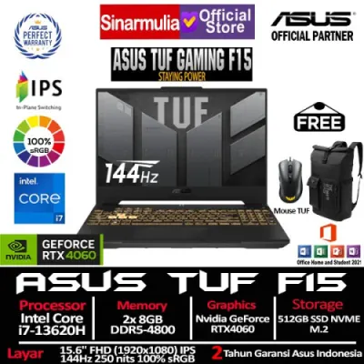 ASUS TUF Gaming F15 FX507VV i7-13620H RTX4060 512GB SSD 16GB 100%sRGB IPS 144Hz Win11+OHS