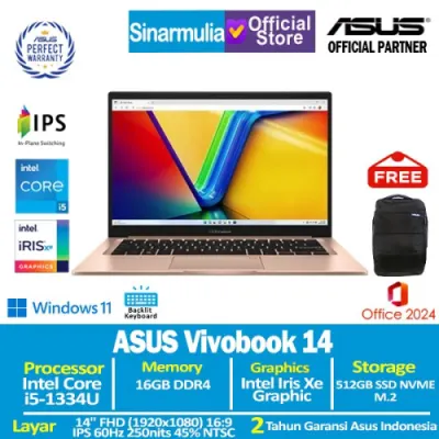 ASUS Vivobook 14 A1404VA i5-1334U 512GB SSD 16GB IPS Iris Xe Win11+OHS
