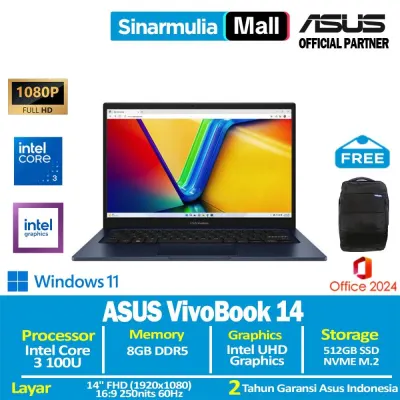 ASUS Vivobook 14 A1404VAP Core 3 100U 512GB SSD 8GB FHD IPS Win11+OHS