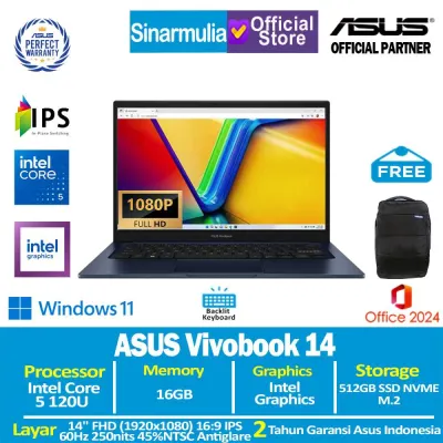 ASUS Vivobook 14 A1404VAP Core 5 120U 512GB SSD 16GB IPS Win11+OHS