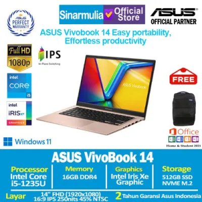 ASUS Vivobook 14 A1404ZA i5-1235U 512GB SSD 16GB IPS FHD Win11+OHS