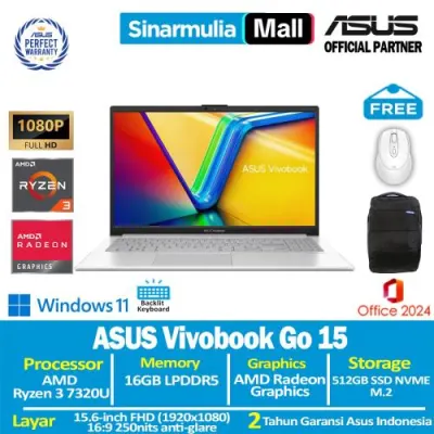 ASUS Vivobook Go 15 OLED E1504FA Ryzen 3 7320U 512GB SSD 16GB IPS Win11+OHS