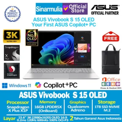 ASUS Vivobook S 15 OLED S5507QA Snapdragon X Plus X1P 1TB SSD 16GB Qualcomm Adreno 3K OLED 120Hz Win11+OHS