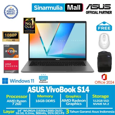 ASUS Vivobook S14 M3407HA Ryzen 7 260 512GB SSD 16GB WUXGA OLED Win11+OHS