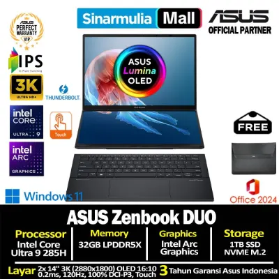 ASUS Zenbook DUO UX8406CA Ultra 9 285H 1TB SSD 32GB 3K OLED 0.2ms 120Hz 100%sRGB Touch Win11+OHS
