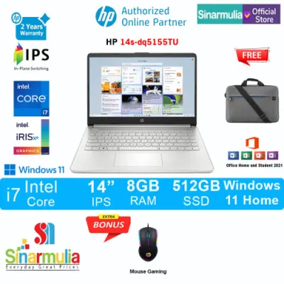 HP 14s-dq5155TU i7-1255U 512GB SSD 8GB IPS Win11+OHS