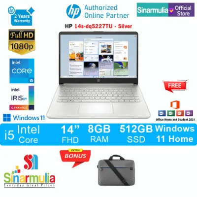 HP 14s-dq5227TU i5-1235U 512GB SSD 8GB Iris Xe FHD Win11+OHS
