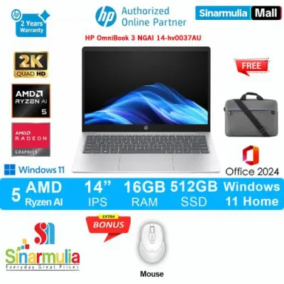 HP OmniBook 3 NGAI Ryzen AI 5 430 512GB SSD 16GB 2K IPS Win11+OHS - hv0037AU