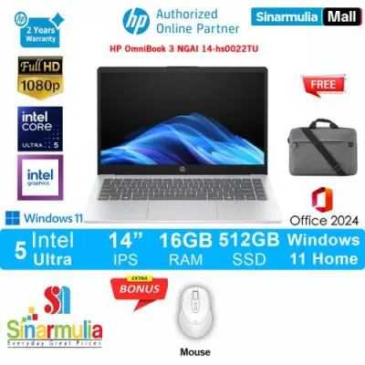 HP OmniBook 3 NGAI Ultra 5 325 512GB SSD 16GB FHD IPS Win11+OHS - hs0022TU