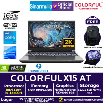 Laptop Gaming COLORFUL EVOL X15 AT i5-13500HX RTX4060 512GB SSD 16GB 2K QHD 165Hz Win11