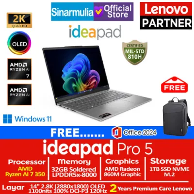 Lenovo Ideapad Pro 5 Ryzen AI 7 350 1TB SSD 32GB 2.8K OLED 100%sRGB 120Hz Win11+OHS
