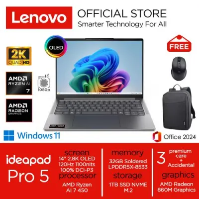Lenovo Ideapad Pro 5 Ryzen AI 7 450 1TB SSD 32GB 2.8K OLED 100%sRGB 120Hz Win11+OHS