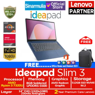 Lenovo Ideapad Slim 3 Ryzen 3 7320U 512GB SSD 8GB FHD Win11+OHS