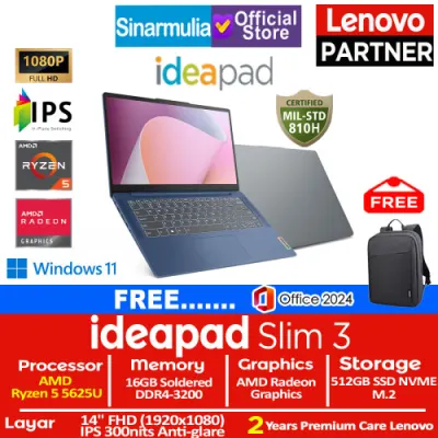 Lenovo Ideapad Slim 3 Ryzen 5 5625U 512GB SSD 16GB FHD IPS Win11+OHS