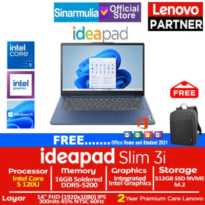Lenovo Ideapad Slim 3i Core 5 120U 512GB SSD 16GB IPS Win11+OHS