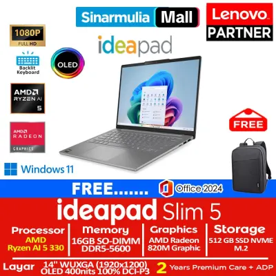 Lenovo Ideapad Slim 5 Ryzen AI 5 330 512GB SSD 16GB WUXGA OLED 100%sRGB Win11+OHS