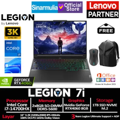Lenovo Legion 7i i7-14700HX RTX4060 1TB SSD 16GB 3.2K 165Hz Win11+OHS