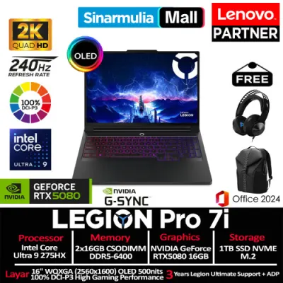 Lenovo Legion Pro 7i Ultra 9 275HX RTX5080 1TB SSD 32GB WQXGA OLED 100%sRGB 240Hz Win11+OHS