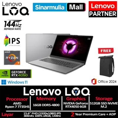 Lenovo LOQ Essential Ryzen 7 7735HS RTX4050 512GB SSD 16GB IPS 100%sRGB 144Hz Win11+OHS