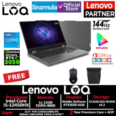 Lenovo LOQ Gaming i5-12450HX RTX3050 512GB SSD 12GB 144Hz IPS Win11