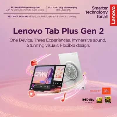 Lenovo Tab Plus Gen 2 - 12.1" 2.5K 120Hz - MediaTek Dimensity 7400 - 9 Speaker JBL Dolby Atmos - Tablet Android Garansi Resmi