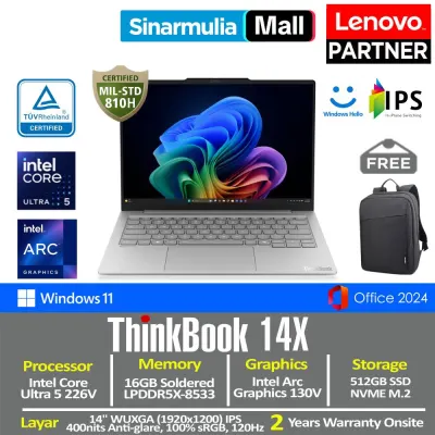 Lenovo ThinkBook 14x Ultra 5 226V 512GB SSD 16GB WUXGA IPS 100% sRGB 120Hz Win11+OHS