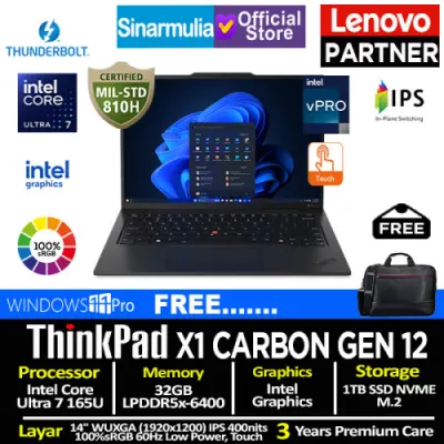 Lenovo ThinkPad X1 Carbon Intel Ultra 7 165U 1TB SSD 32GB 100%sRGB Touch Win11Pro
