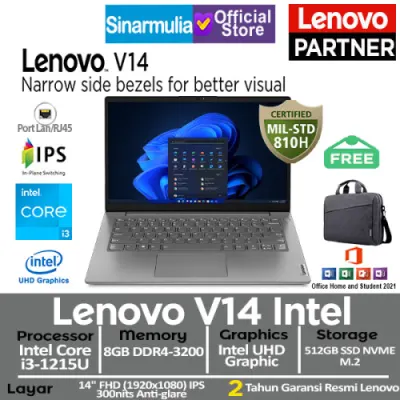 Lenovo V14 G3 i3-1215U 512GB SSD 8GB IPS Win11+OHS
