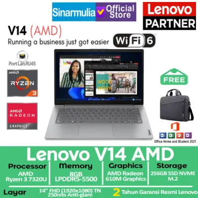 Lenovo V14 Ryzen 3 7320U 256GB SSD 8GB Win11+OHS